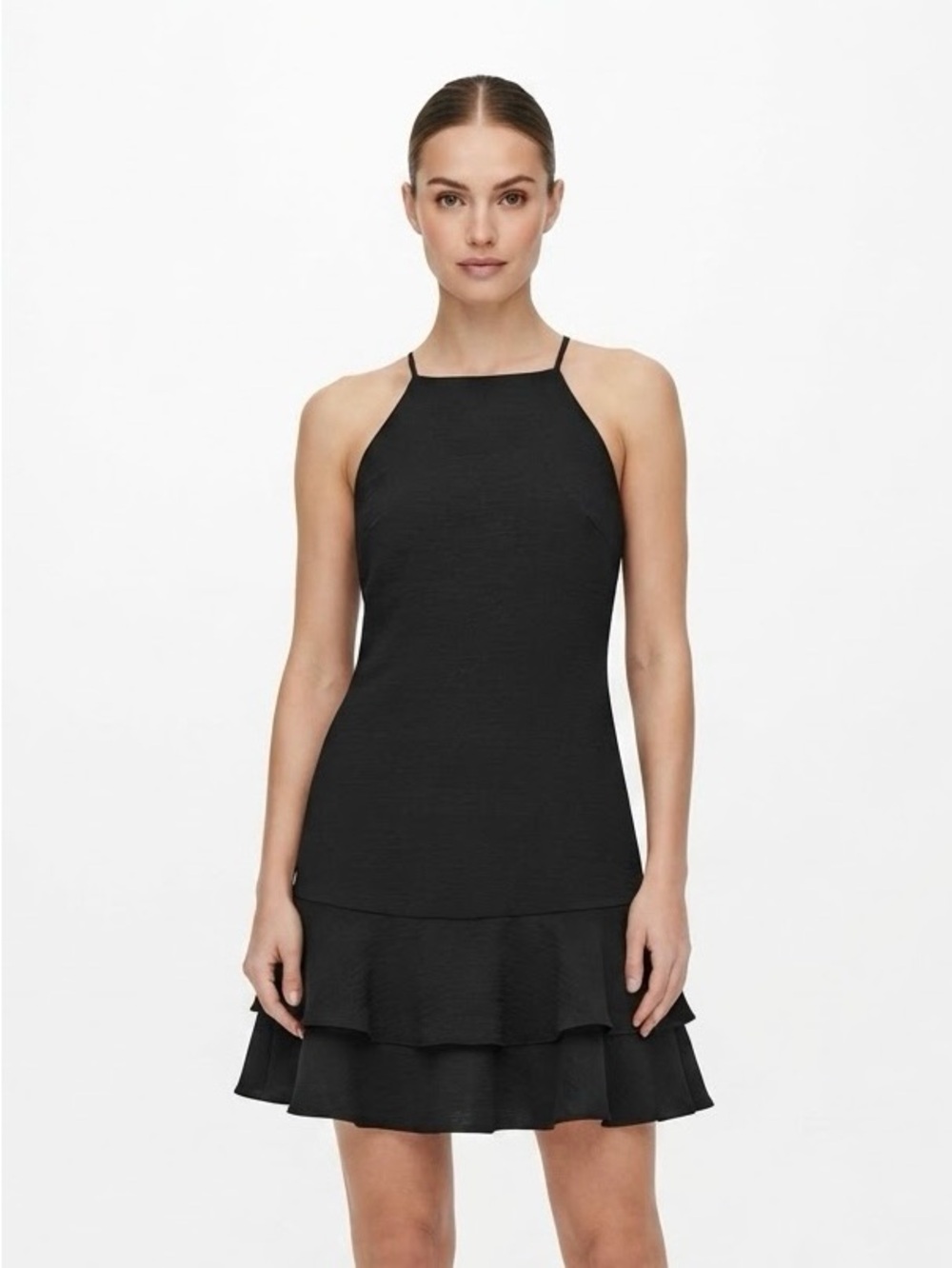 Gianni Bini Size S Black Short Halter Ruffle Mini Dress - Cocktail Party Formal